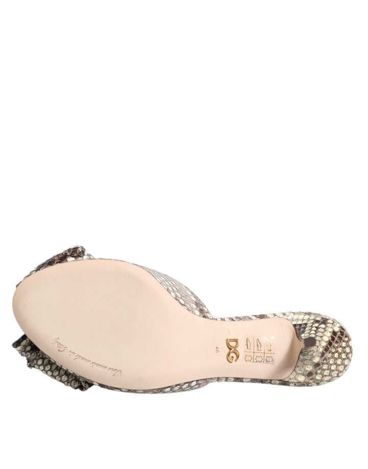 Women’s Dolce &amp; Gabbana Multicolor Keira Bow Leather Peep Toe Mules Shoes