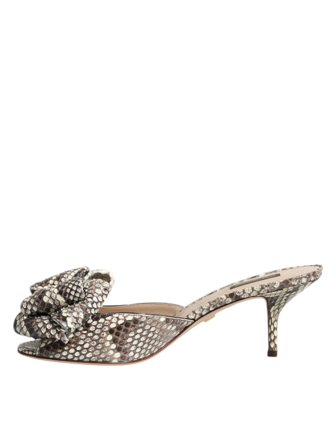 Women’s Dolce &amp; Gabbana Multicolor Keira Bow Leather Peep Toe Mules Shoes