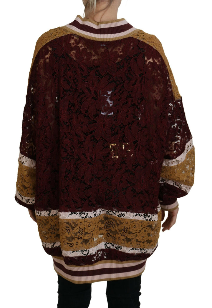 Women’s Dolce &amp; Gabbana Multicolor Lace V-neck Pullover Sweater