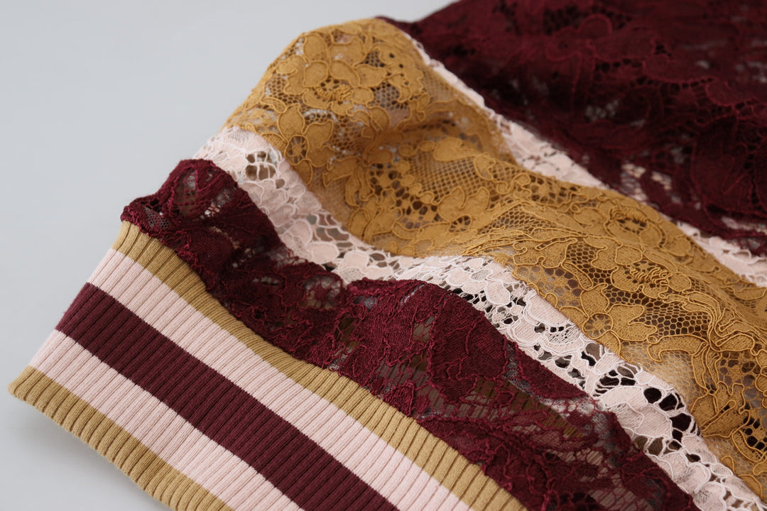 Women’s Dolce &amp; Gabbana Multicolor Lace V-neck Pullover Sweater