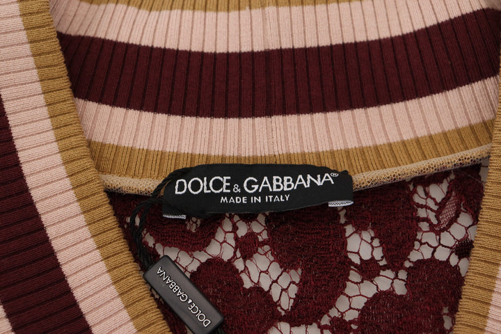 Women’s Dolce &amp; Gabbana Multicolor Lace V-neck Pullover Sweater
