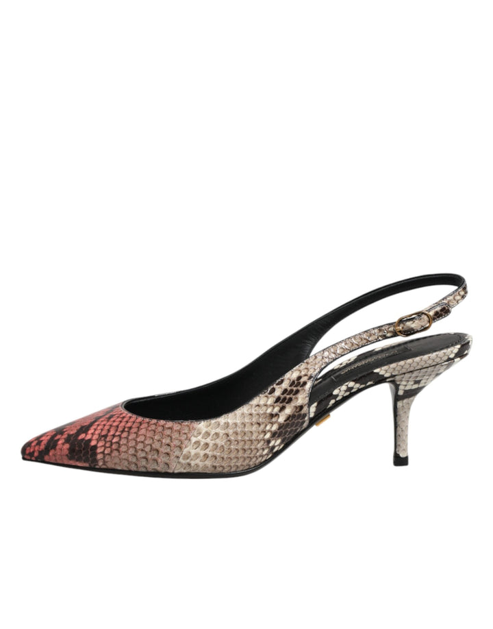 Women’s Dolce &amp; Gabbana Multicolor Leather Heels Slingback Shoes