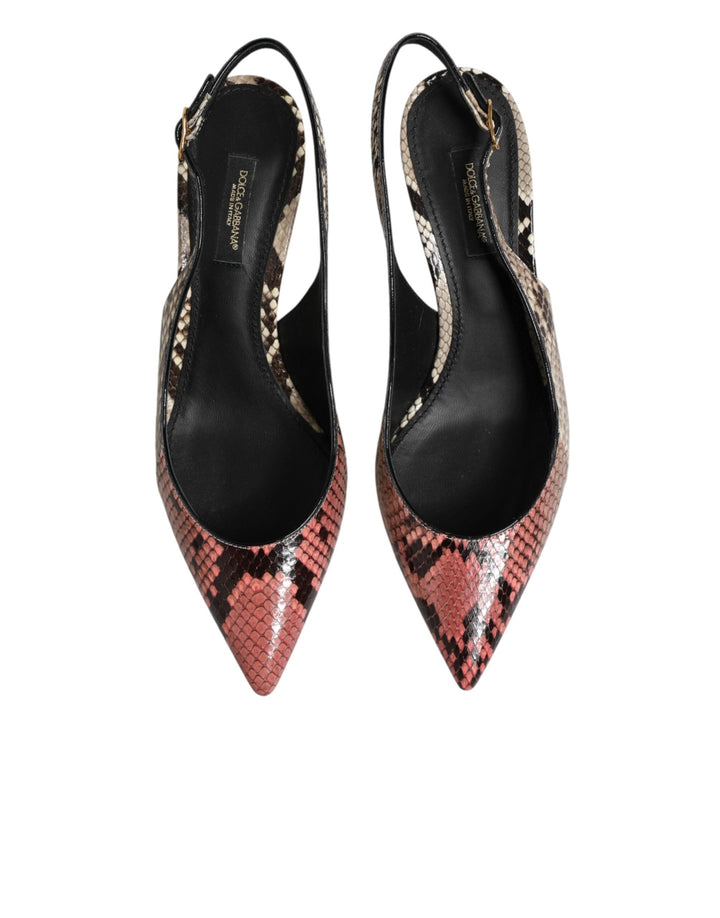 Women’s Dolce &amp; Gabbana Multicolor Leather Heels Slingback Shoes
