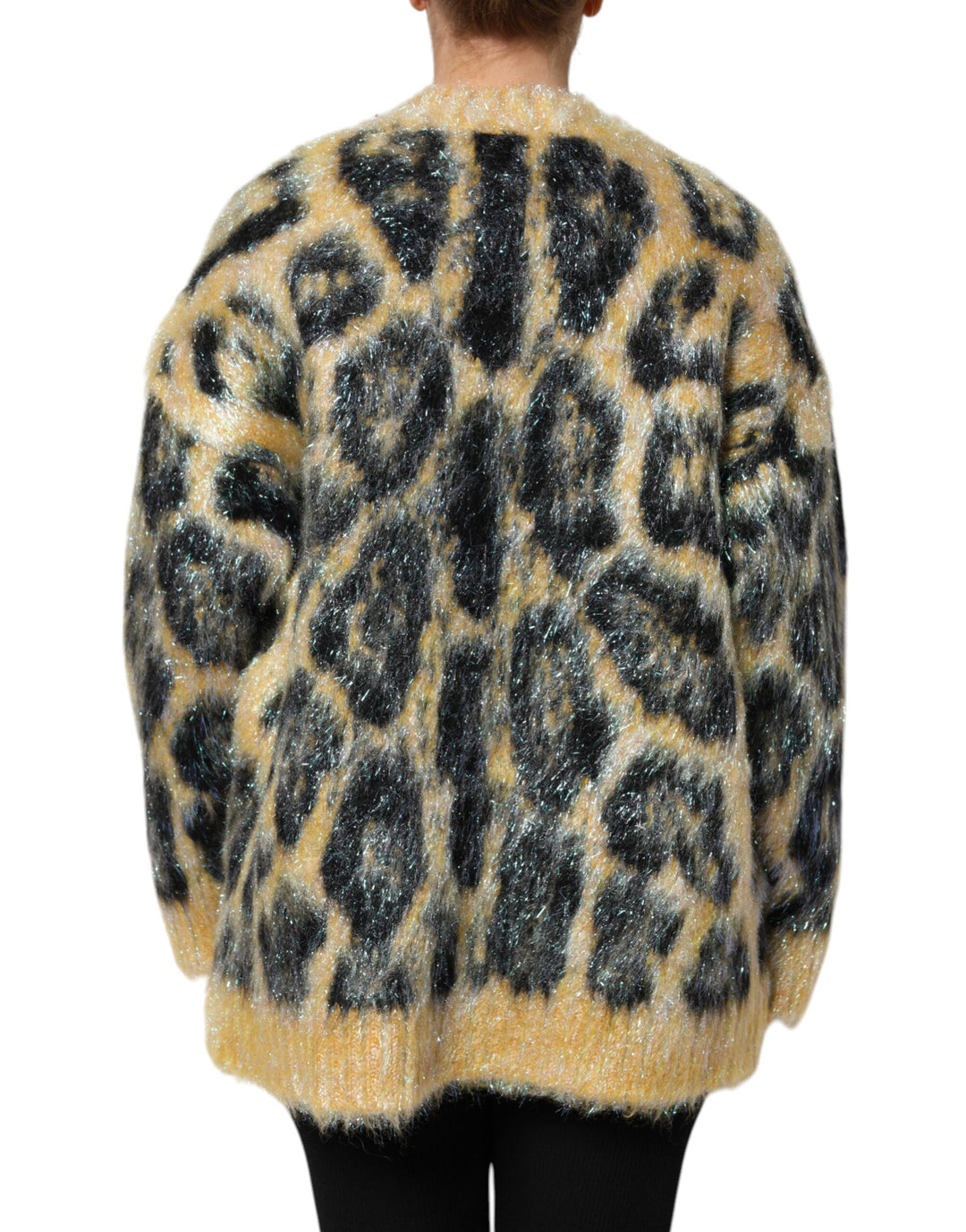 Women’s Dolce &amp; Gabbana Multicolor Leopard Mohair Crew Neck Sweater