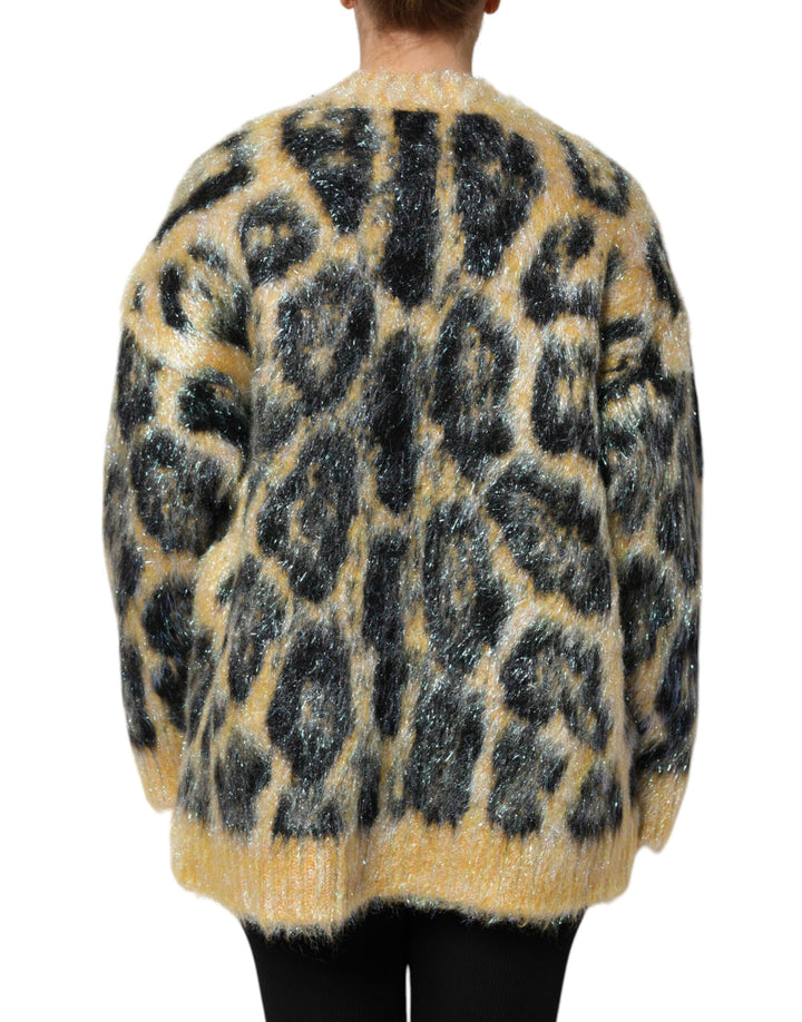 Women’s Dolce &amp; Gabbana Multicolor Leopard Mohair Crew Neck Sweater