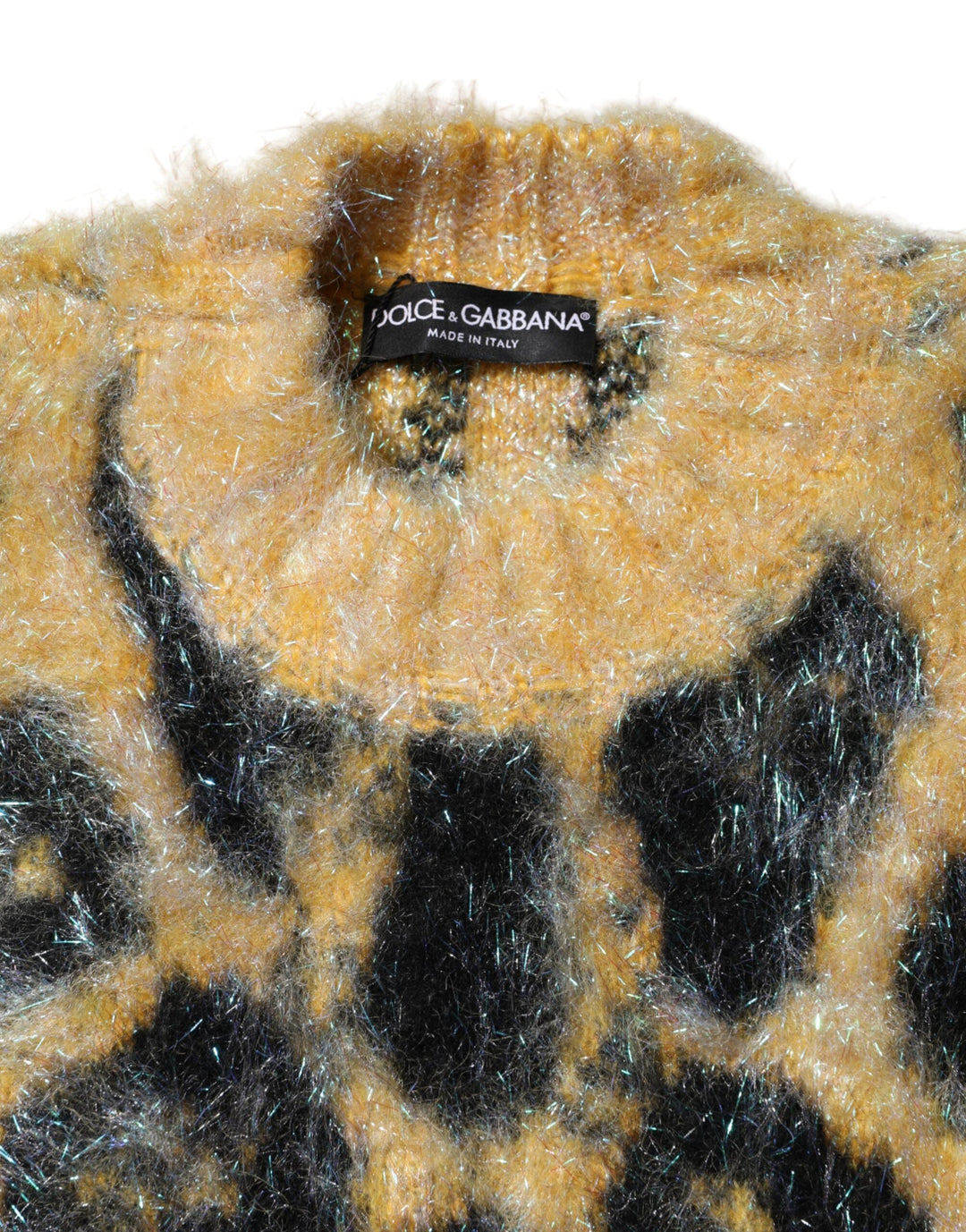 Women’s Dolce &amp; Gabbana Multicolor Leopard Mohair Crew Neck Sweater
