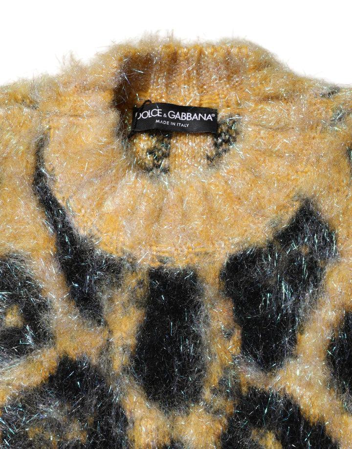 Women’s Dolce &amp; Gabbana Multicolor Leopard Mohair Crew Neck Sweater