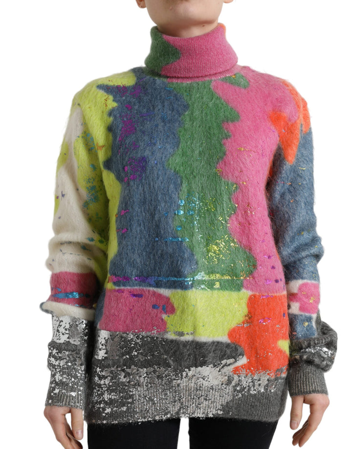 Women’s Dolce &amp; Gabbana Multicolor Mohair Turtleneck Pullover Sweater