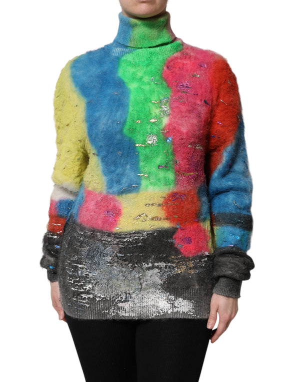 Women’s Dolce & Gabbana Multicolor Mohair Turtleneck Pullover Sweater