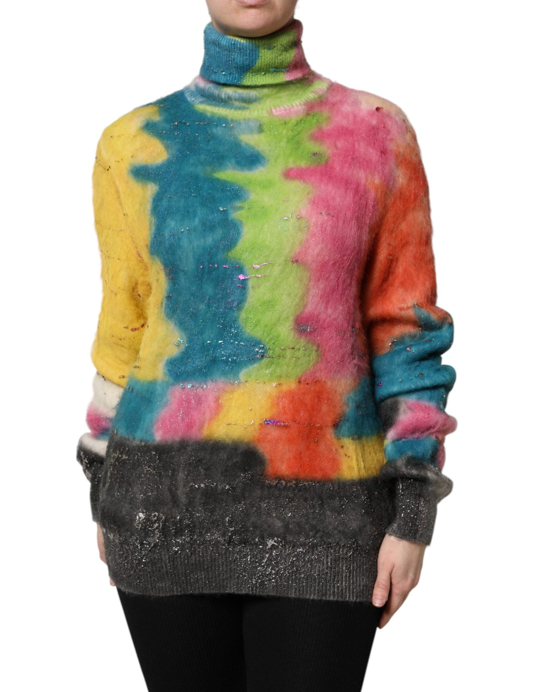 Women’s Dolce &amp; Gabbana Multicolor Mohair Turtleneck Pullover Sweater