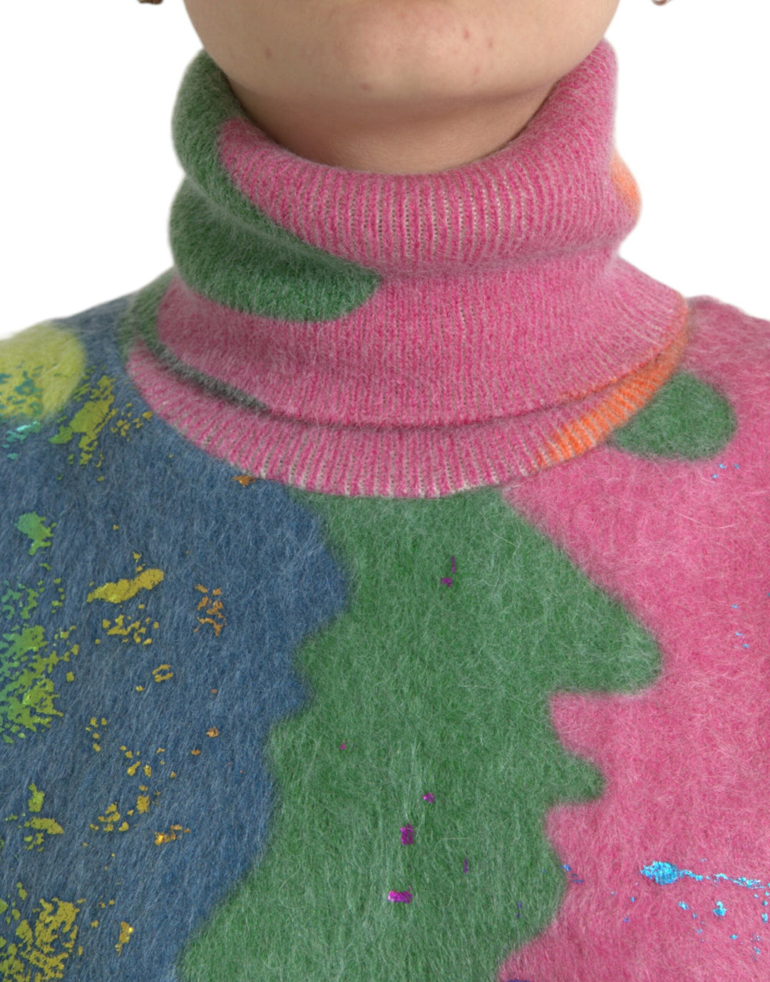 Women’s Dolce &amp; Gabbana Multicolor Mohair Turtleneck Pullover Sweater