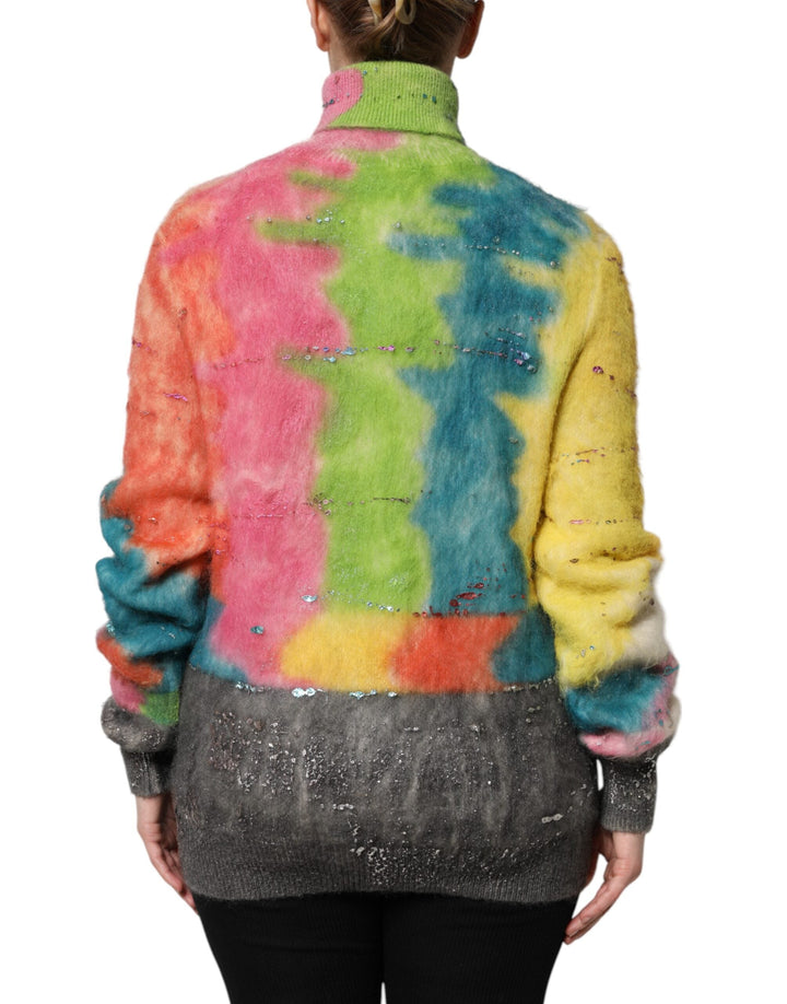 Women’s Dolce &amp; Gabbana Multicolor Mohair Turtleneck Pullover Sweater