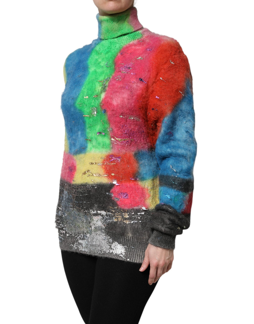 Women’s Dolce &amp; Gabbana Multicolor Mohair Turtleneck Pullover Sweater