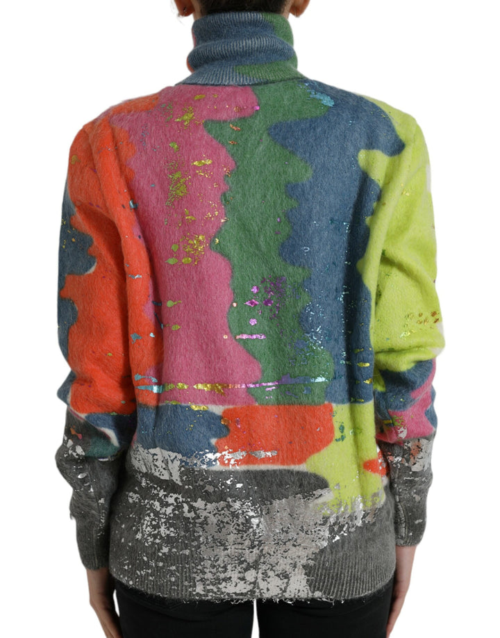Women’s Dolce &amp; Gabbana Multicolor Mohair Turtleneck Pullover Sweater