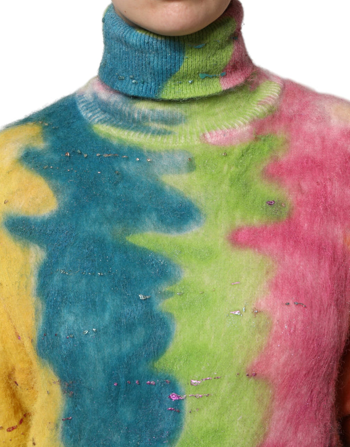 Women’s Dolce &amp; Gabbana Multicolor Mohair Turtleneck Pullover Sweater