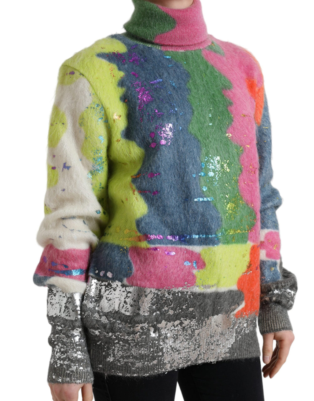Women’s Dolce & Gabbana Multicolor Mohair Turtleneck Pullover Sweater