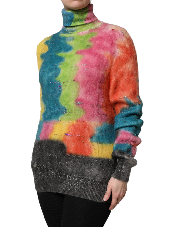 Women’s Dolce &amp; Gabbana Multicolor Mohair Turtleneck Pullover Sweater