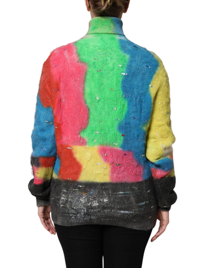Women’s Dolce &amp; Gabbana Multicolor Mohair Turtleneck Pullover Sweater