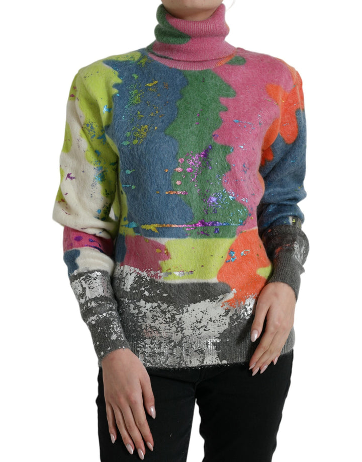 Women’s Dolce &amp; Gabbana Multicolor Mohair Turtleneck Pullover Sweater