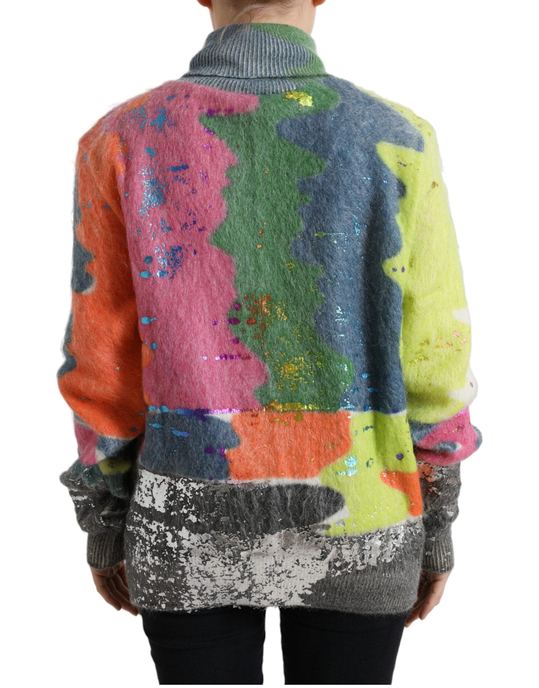 Women’s Dolce &amp; Gabbana Multicolor Mohair Turtleneck Pullover Sweater