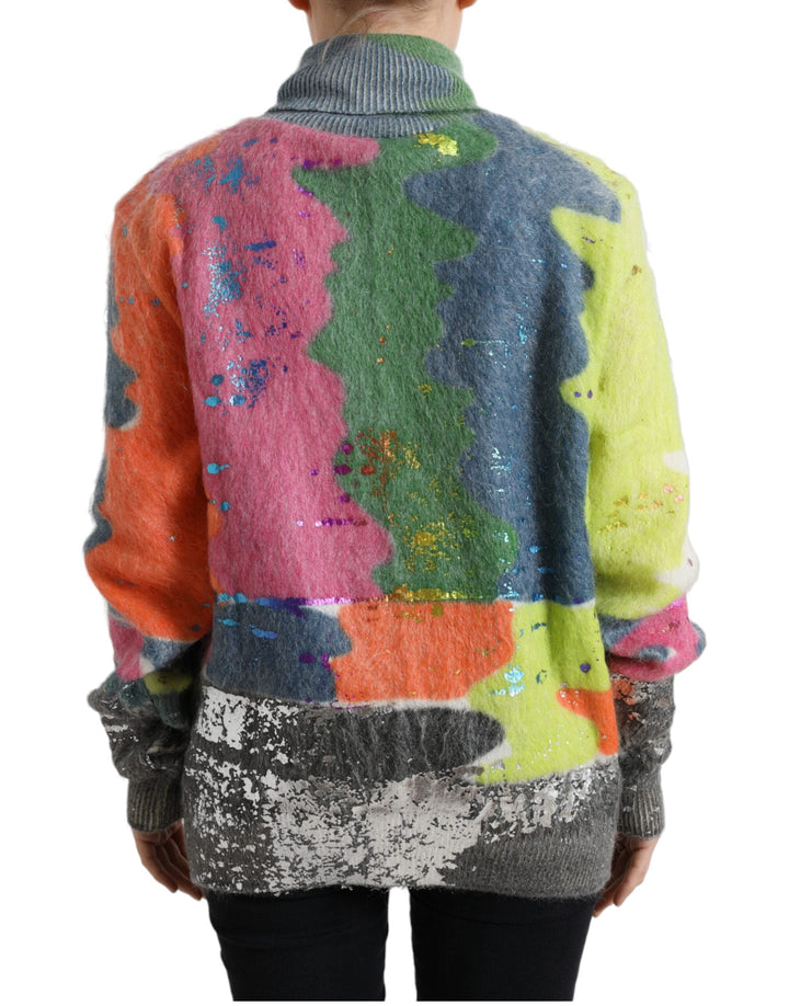 Women’s Dolce &amp; Gabbana Multicolor Mohair Turtleneck Pullover Sweater