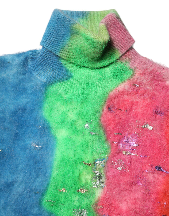 Women’s Dolce &amp; Gabbana Multicolor Mohair Turtleneck Pullover Sweater