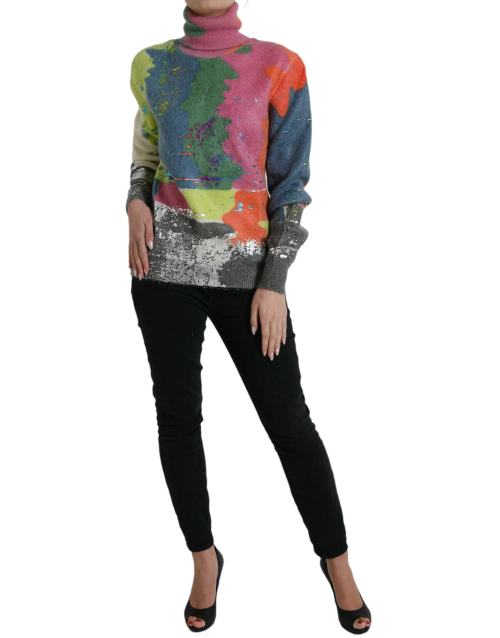 Women’s Dolce & Gabbana Multicolor Mohair Turtleneck Pullover Sweater