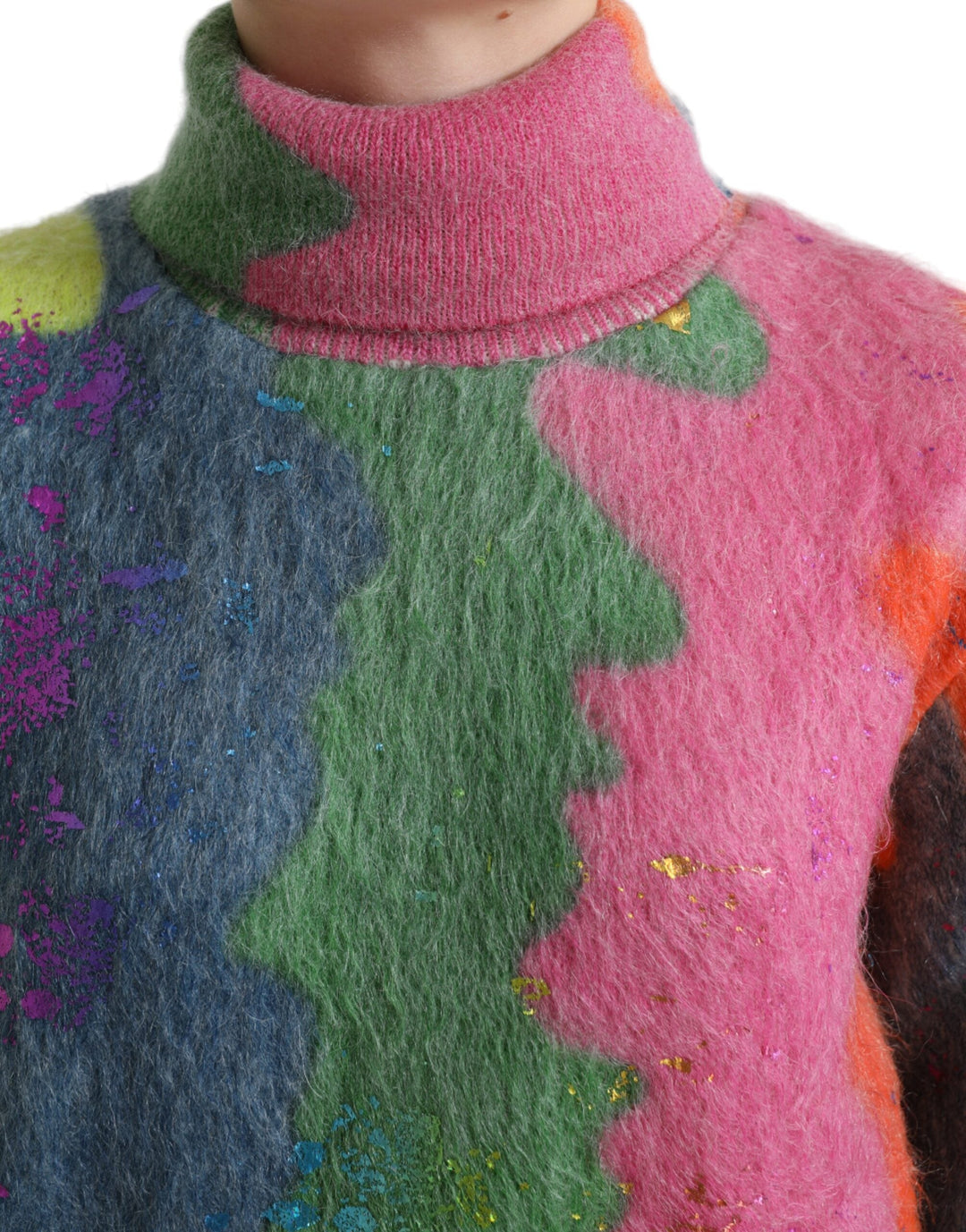 Women’s Dolce &amp; Gabbana Multicolor Mohair Turtleneck Pullover Sweater