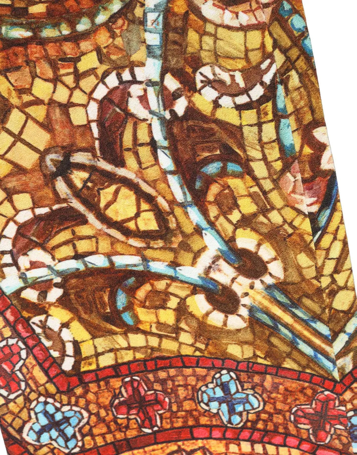 Women’s Dolce &amp; Gabbana Multicolor Mosaic Print Crepe Cropped Trouser Pants