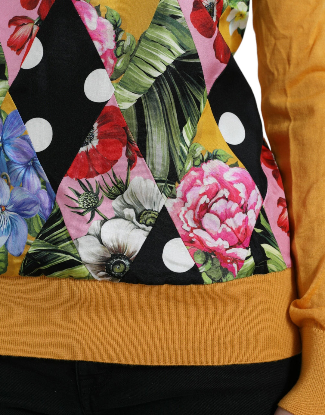 Women’s Dolce &amp; Gabbana Multicolor Patchwork Cashmere Henley Sweater