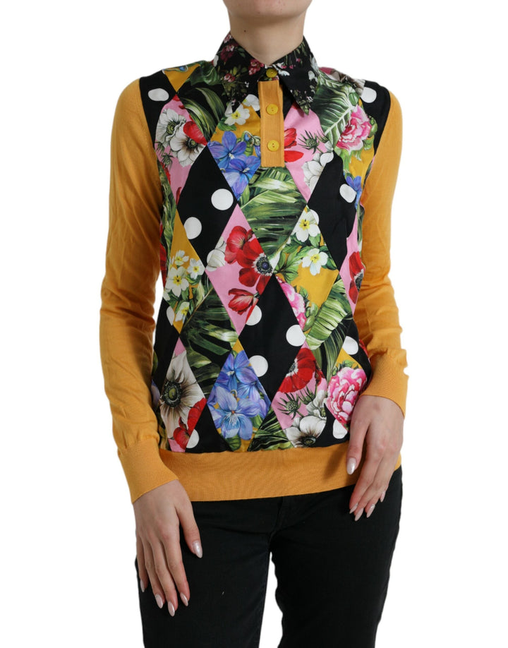 Women’s Dolce &amp; Gabbana Multicolor Patchwork Cashmere Henley Sweater