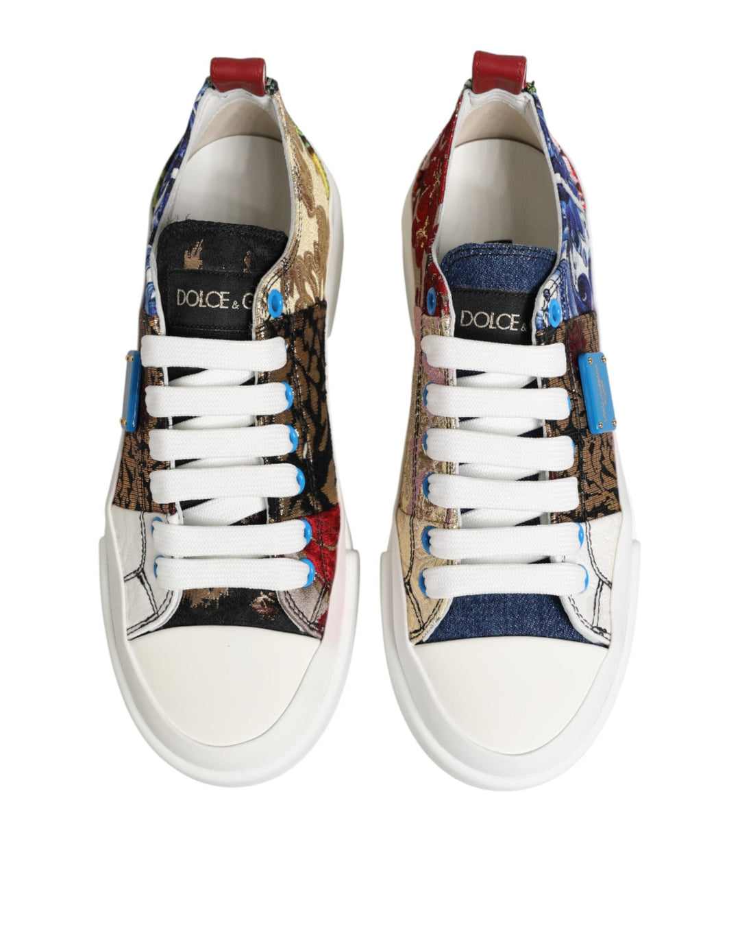 Dolce &amp; Gabbana Multicolor Patchwork Low Top Sneakers Shoes