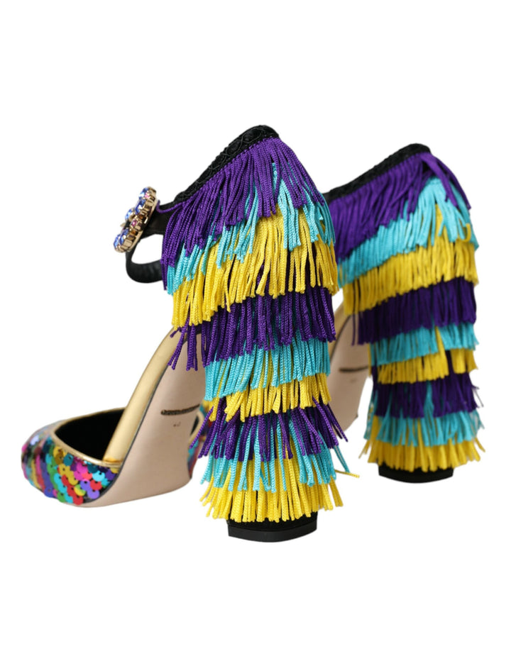 Women’s Dolce &amp; Gabbana Multicolor Sequin Crystal Mary Jane Shoes
