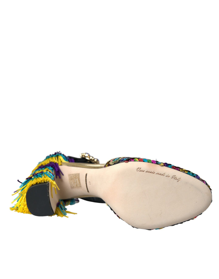 Women’s Dolce &amp; Gabbana Multicolor Sequin Crystal Mary Jane Shoes