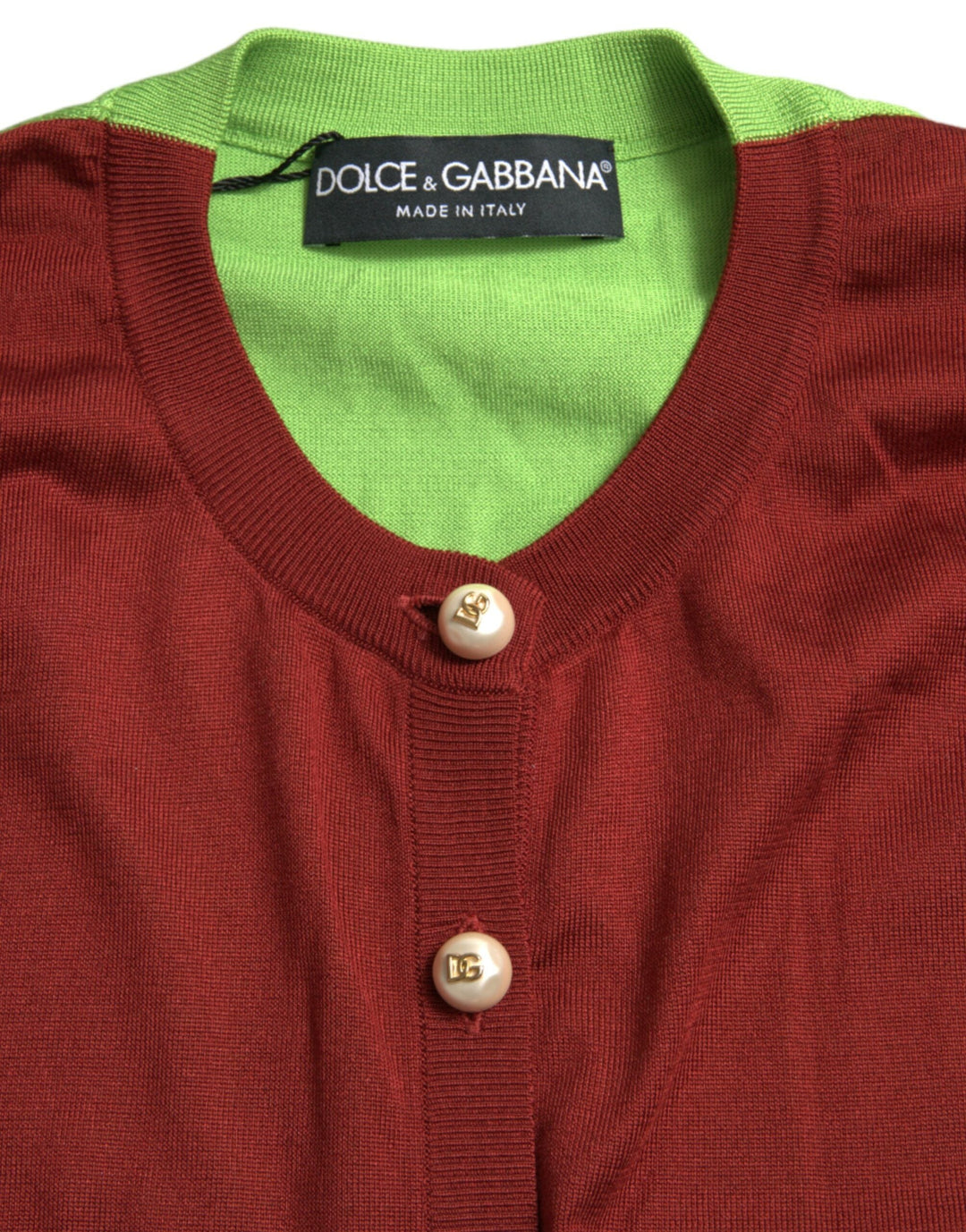 Women’s Dolce &amp; Gabbana Multicolor Silk Crewneck Cardigan Sweater