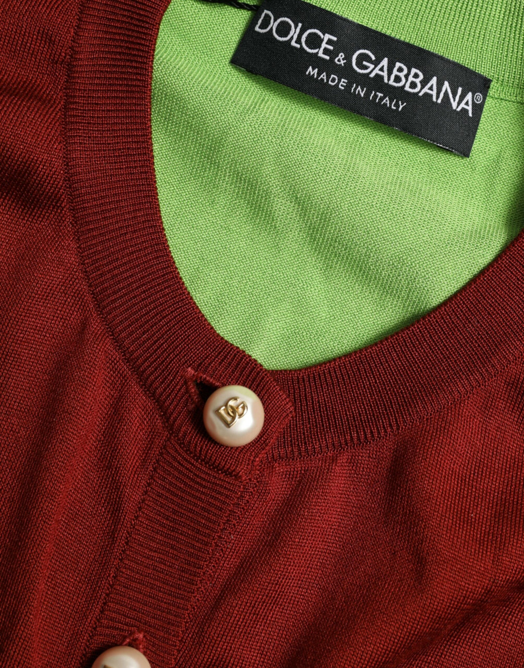 Women’s Dolce &amp; Gabbana Multicolor Silk Crewneck Cardigan Sweater