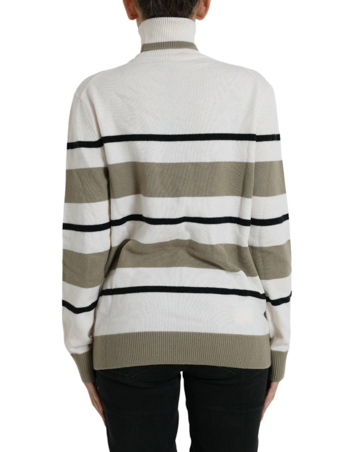 Women’s Dolce &amp; Gabbana Multicolor Stripe Wool Logo Pullover Sweater