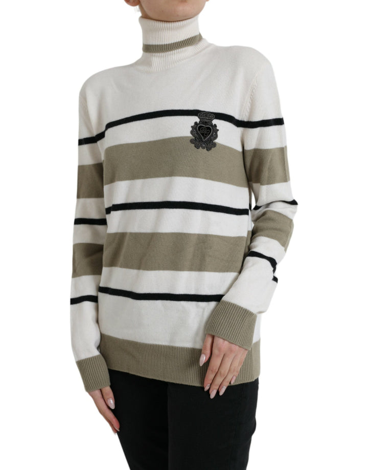 Women’s Dolce &amp; Gabbana Multicolor Stripe Wool Logo Pullover Sweater