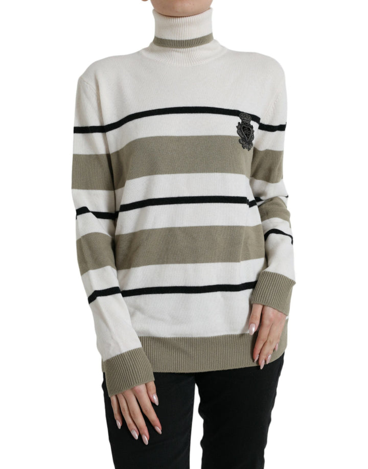 Women’s Dolce &amp; Gabbana Multicolor Stripe Wool Logo Pullover Sweater