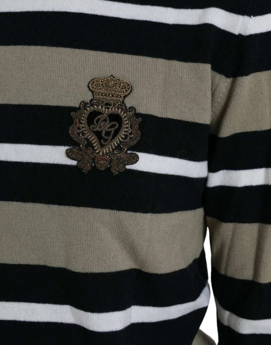 Women’s Dolce &amp; Gabbana Multicolor Stripe Wool Logo Pullover Sweater