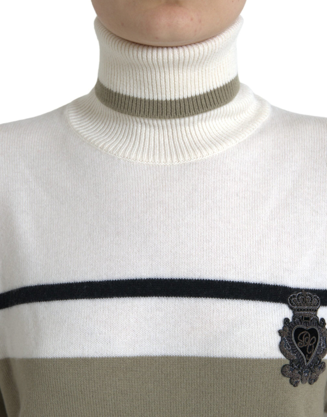 Women’s Dolce &amp; Gabbana Multicolor Stripe Wool Logo Pullover Sweater