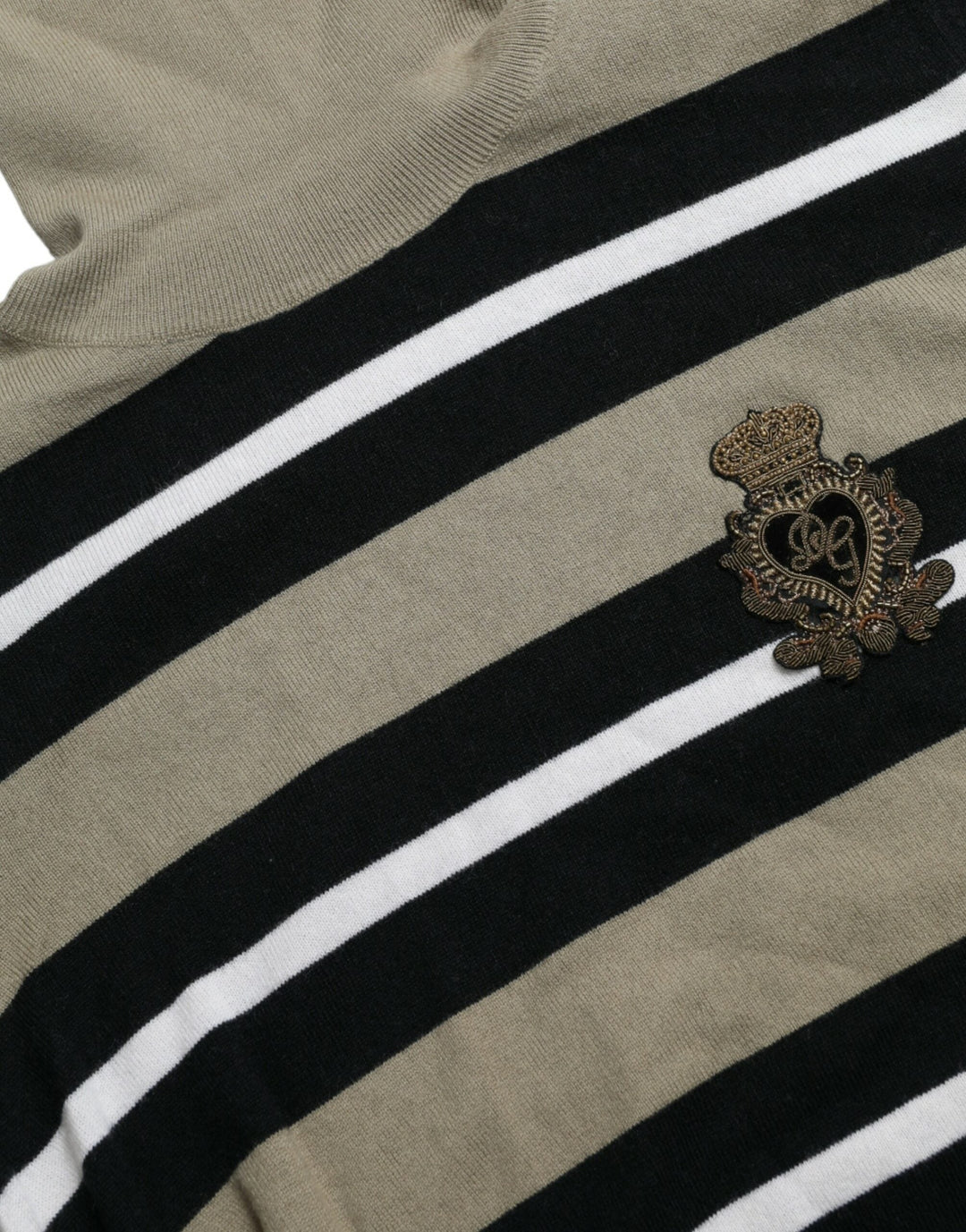 Women’s Dolce &amp; Gabbana Multicolor Stripe Wool Logo Pullover Sweater