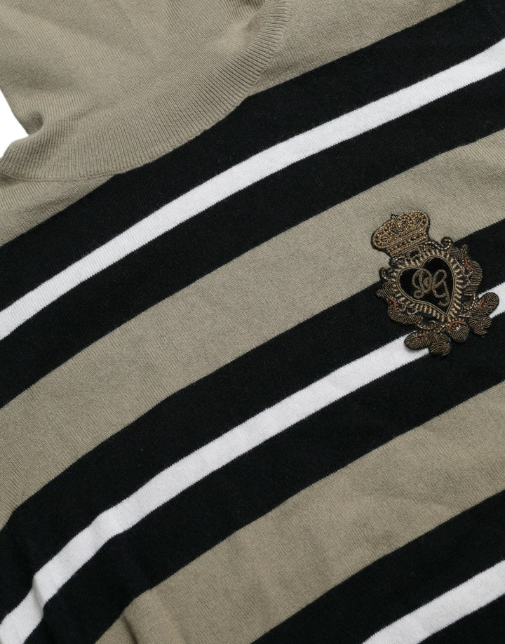 Women’s Dolce &amp; Gabbana Multicolor Stripe Wool Logo Pullover Sweater