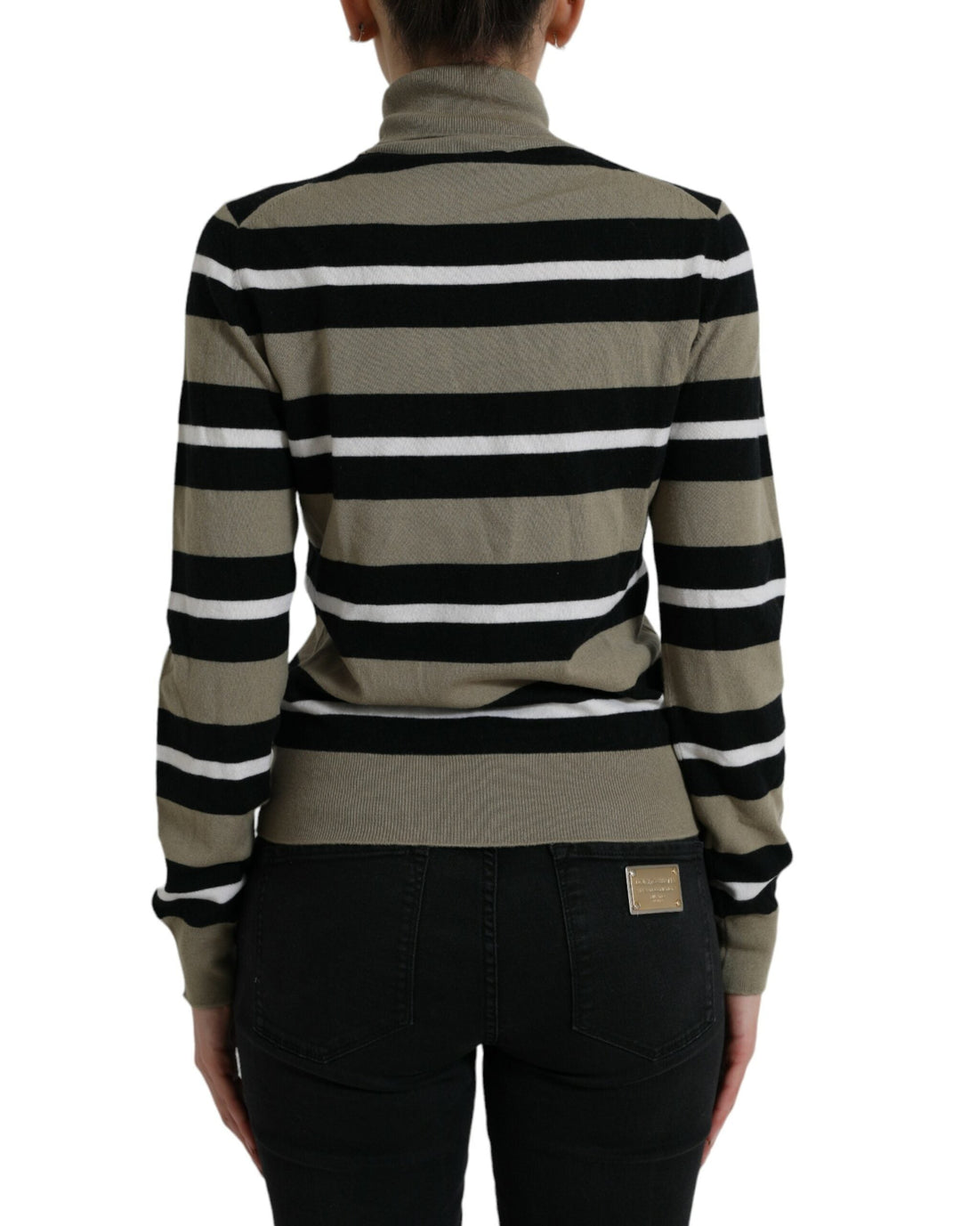 Women’s Dolce &amp; Gabbana Multicolor Stripe Wool Logo Pullover Sweater