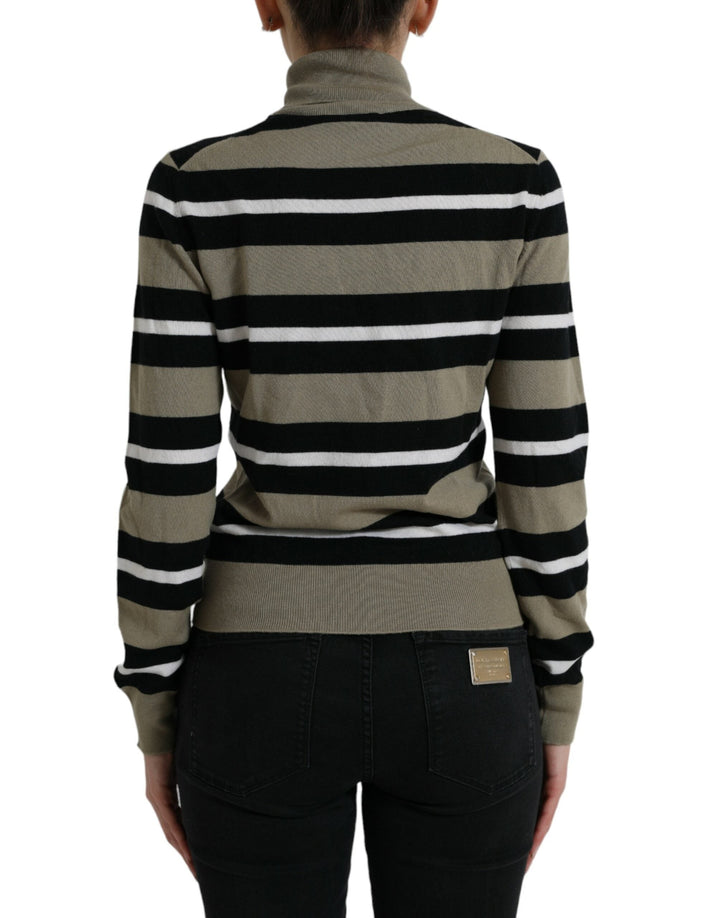 Women’s Dolce &amp; Gabbana Multicolor Stripe Wool Logo Pullover Sweater