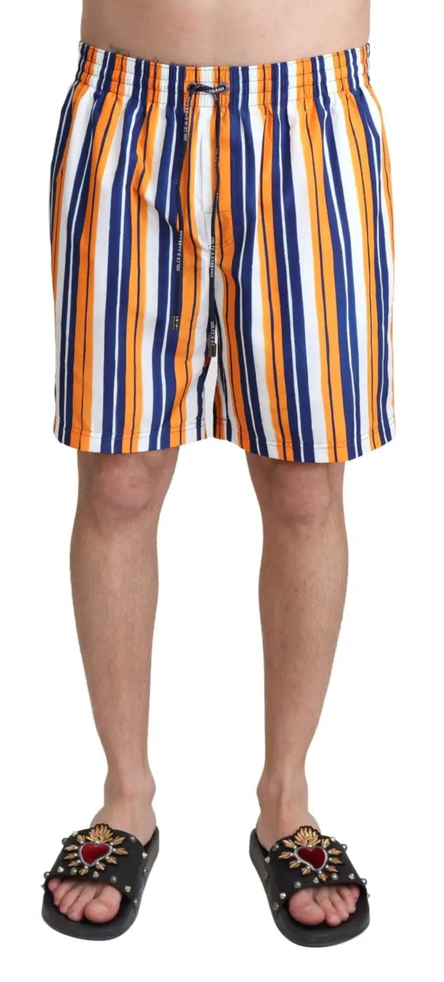 Women’s Dolce &amp; Gabbana Multicolor Striped Beachwear Swimshorts