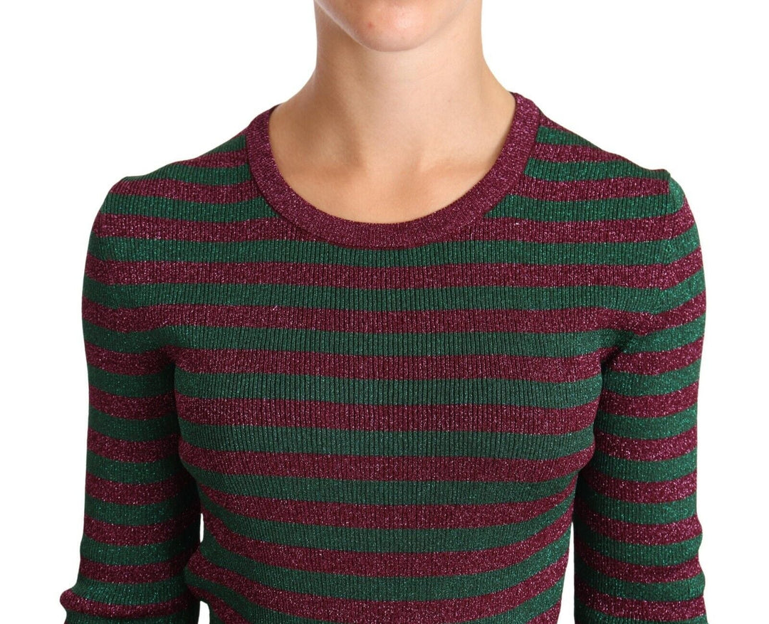 Women’s Dolce &amp; Gabbana Multicolor Striped Crew Neck Pullover Sweater