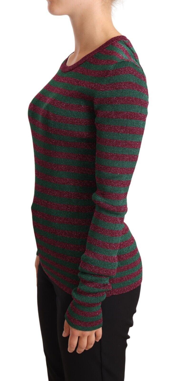 Women’s Dolce &amp; Gabbana Multicolor Striped Crew Neck Pullover Sweater