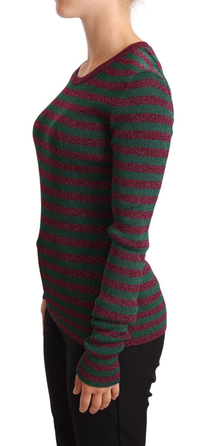Women’s Dolce &amp; Gabbana Multicolor Striped Crew Neck Pullover Sweater