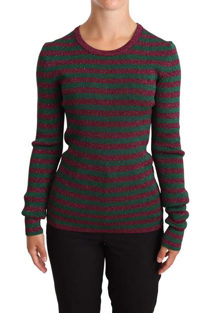 Women’s Dolce &amp; Gabbana Multicolor Striped Crew Neck Pullover Sweater